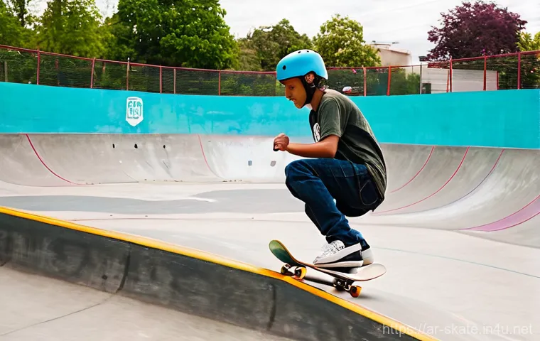 스케이트 경험담 공유 - **Prompt 1: Learning the Basics with Friends in an Urban Skate Park**
"A vibrant and well-lit ur...