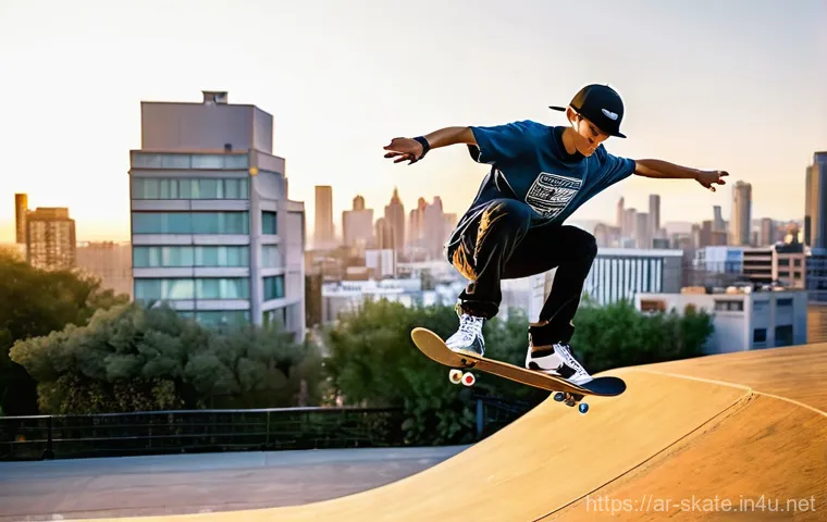 스케이트 경험담 공유 - **Prompt 1: Learning the Basics with Friends in an Urban Skate Park**
    "A vibrant and well-lit ur...