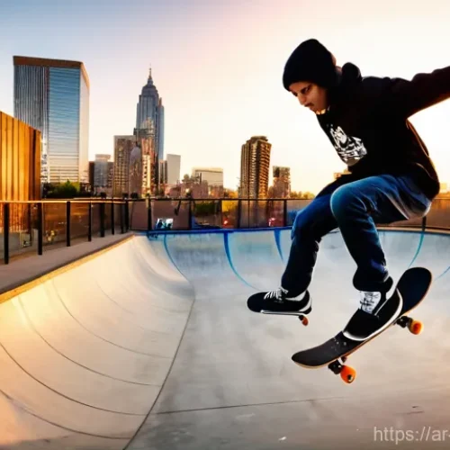 Home 23 스케이트 스폰서 받는 법 - **Prompt:** A dynamic, high-angle action shot of a young adult skateboarder, gender-neutral, perform...